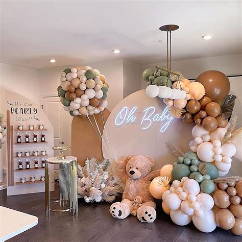 Brown Balloons Garland Arch Kit Pcs Sage Green Balloons Blush Nude