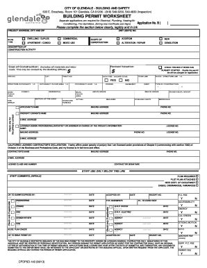 Fillable Online Ci Glendale Ca Building Permit Application City Of