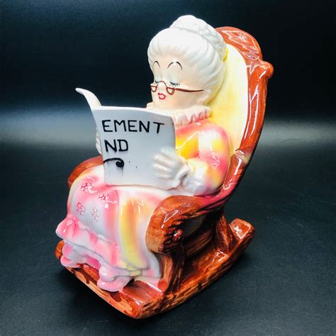 Lefton Grandma Retirement Fund Coin Bank Vintage Ceramic Old Lady