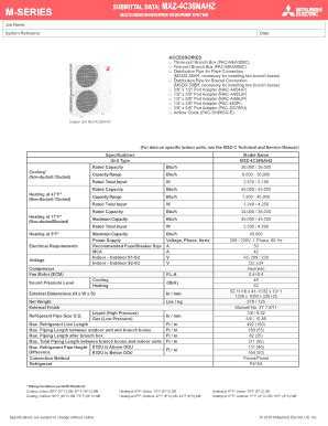 Fillable Online SUBMITTAL DATA MXZ 4C36NAHZ M SERIES MULTI INDOOR