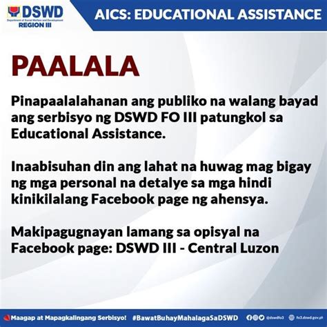 Mga Paalala At Paunawa Patungkol Sa Aics Educational Assistance