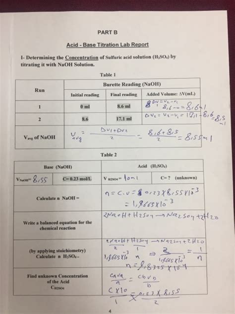 Solved Part B Acid Base Titration Lab Report I Chegg