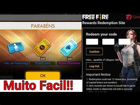 CORRE PEGUE SEUS 10 TICKETS DE DIAMANTES GRÁTIS AGORA NO FREE FIRE E