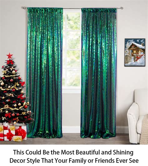 Getuscart Sequin Curtains Panels Ftx Ft Iridescent Green Photo