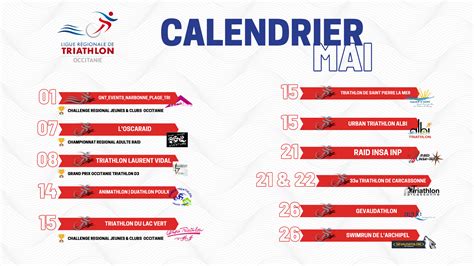 Calendrier Preuves Mai Ligue R Gionale De Triathlon Occitanie