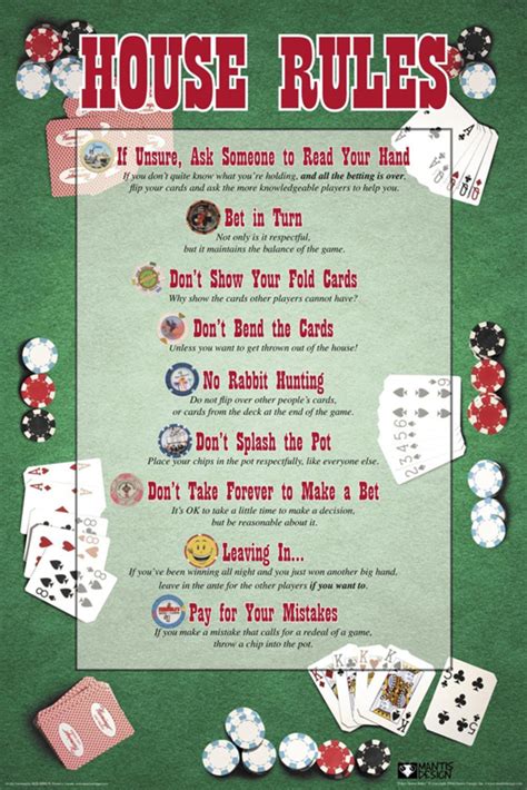 House Rules Poker Chart Game Room Cool Wall Decor Art Print Poster ...