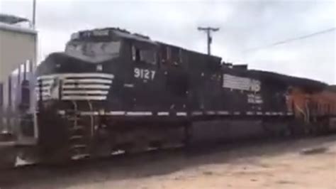 A Northbound Bnsf Manifest Freight Train With Norfolk Southern