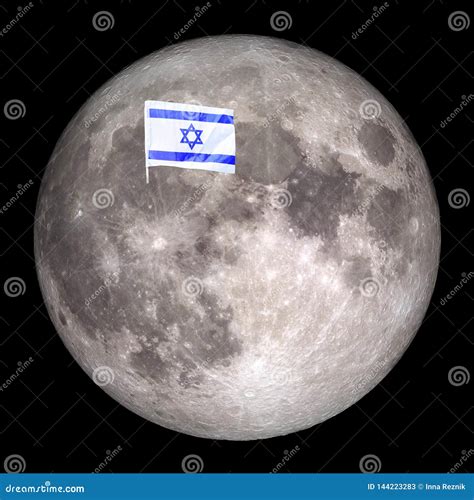 Flag Israel on the Moon.Elements of this Image Furnished by NASA. Stock ...