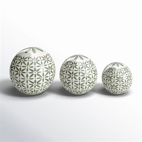 Set+of+3+Decorative+Orbs+-+Contemporary+Sage+Green+and+White+Abstract ...