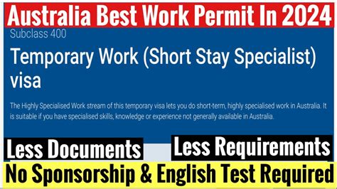 Australia Subclass 400 Visa Australia Work Visa 2023 How To Apply