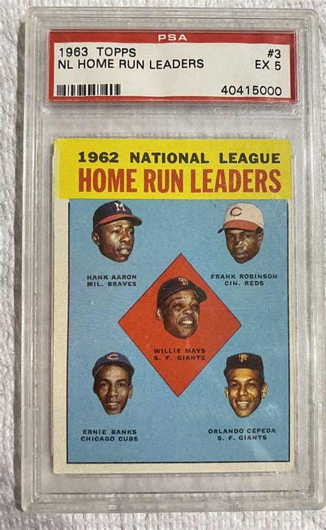 1963 Topps NL Home Run Leaders PSA 4 3 AARON MAYS BANKS F