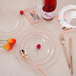 Amazon Liacere Pcs Rose Gold Plastic Plates Clear Rose Gold