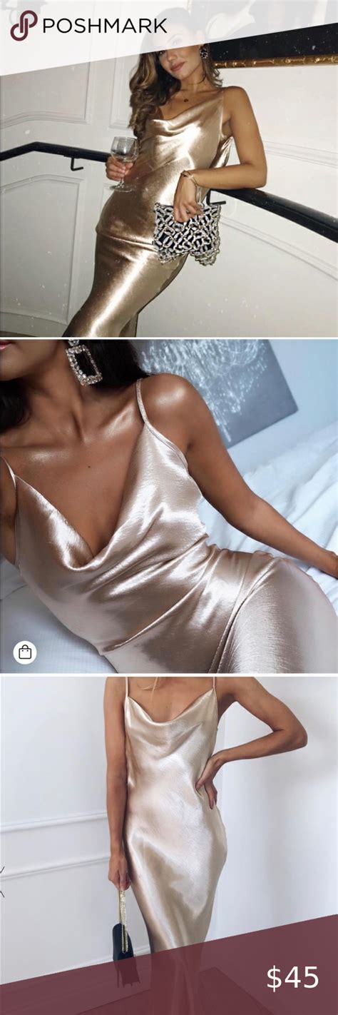 🌟 Faux Silk Gold Dress 🌟