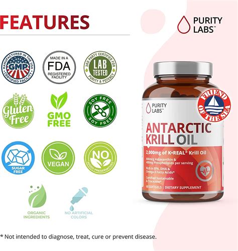 Purity Labs Antarctic Krill Oil Vegan Supplements For Memory Heart