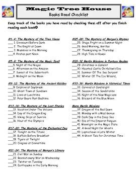 Magic Tree House Book List Printable