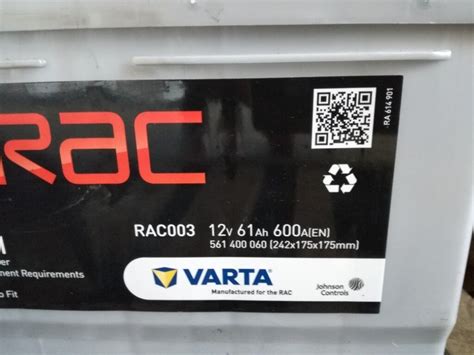 RAC Varta car battery 12v 61ah 600A(EN) | in Poole, Dorset | Gumtree