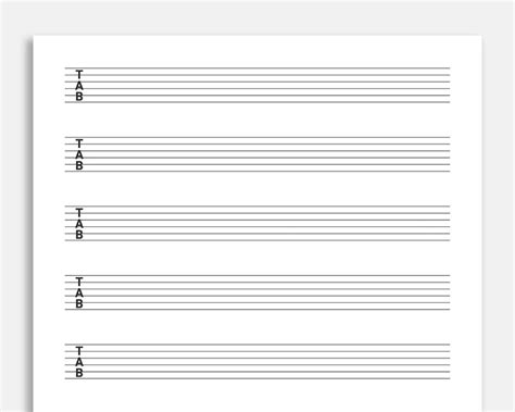 Printable Guitar Tab Paper For Us Letter And A Blank Guitar Etsy