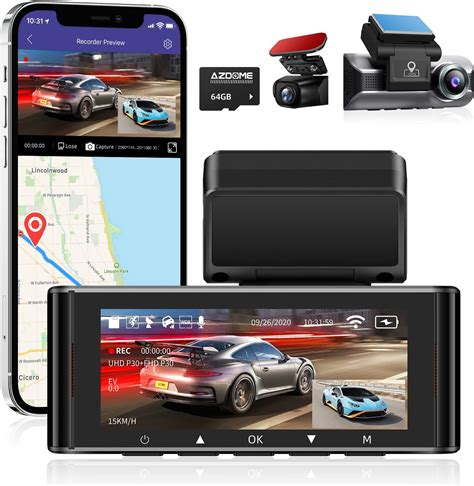 Amazon Azdome Dual Dash Cam Built In Wifi Gps Front K K And