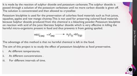 To Study The Effect Of Potassium Bisulfite As Preservative On Bases Of