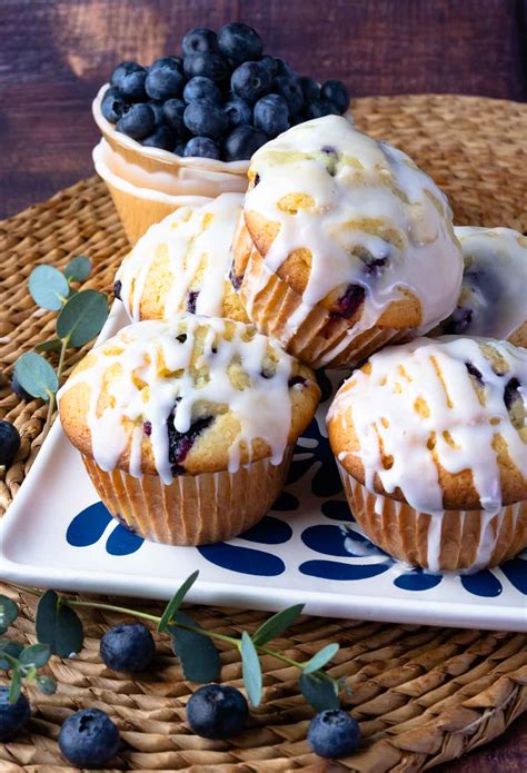 Blueberry Sour Cream Muffins With Lemon Glaze A Southern Soul