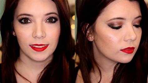 Smokey Brown Eye And Red Lip Makeup Glamour Youtube