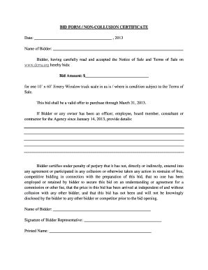 Printable What Is A Non Collusion Certificate Forms And Templates