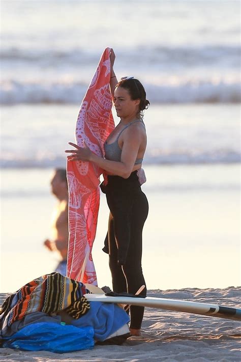 Michelle Rodriguez In A Bikini Surfing In Malibu 36 GotCeleb