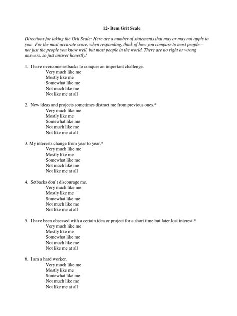 Grit Scale Pdf Grit Personality Trait Psychological Concepts