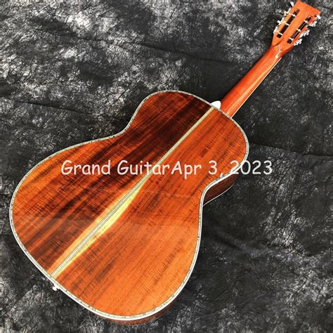 Custom Grand 39 Inch Real Abalone Ebony Fingerboard Solid KOA Back Side