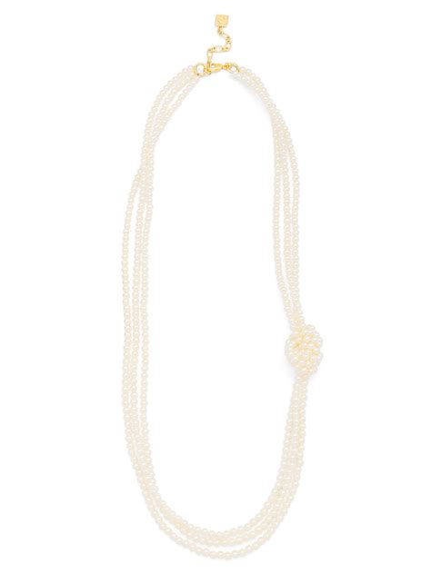 Long Layered Side Knot Pearl Necklace Zenzii Wholesale Jewelry