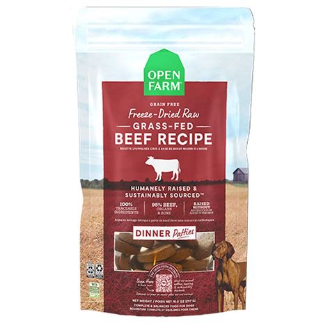 Open Farm Grass Fed Beef Recipe Raw Patties Freeze Dried Dog Food Pet