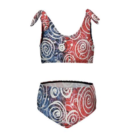 Red And Blue Painting Girl S Piece Bikini Set Beach Sport Swimsuit Swimwear Y Cm