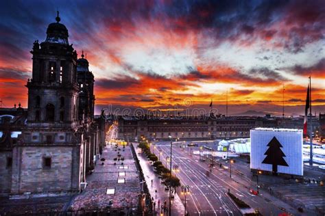 Metropolitan Cathedral Zocalo Mexico City at Night Stock Image - Image ...