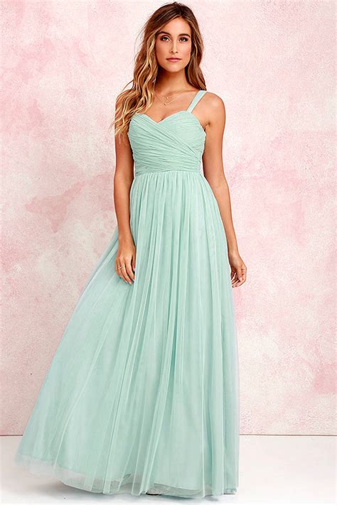 Pretty Seafoam Gown Tulle Gown Bridal Gown Maxi Dress