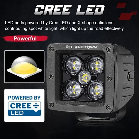 LED Cubes OFFROADTOWN 2PCS 3 Inch 100W LED Pods Driving Lights Spot