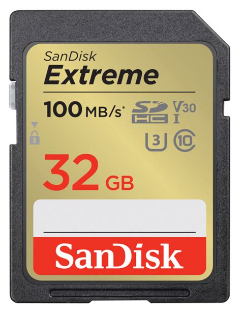 SanDisk SDHC Extreme 32GB 100MB S V30 UHS I SD Karten Fotogena