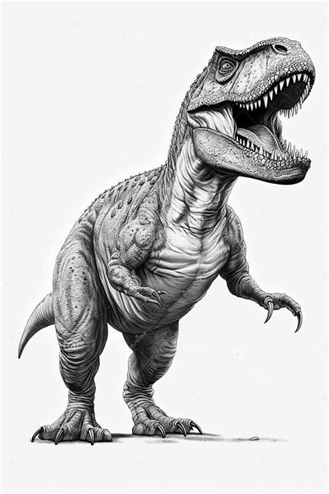 Tyrannosaurus Rex T Rex Dinosaur Pencil Drawing Style Stock Illustration Illustration Of