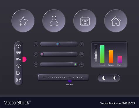 Gradient Glassmorphism Elements Set Royalty Free Vector