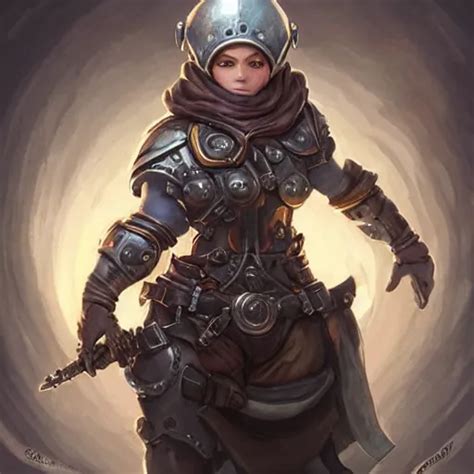 Krea Muscular Female Gnome Engineer Artificer Wearing Metal Gauntlet