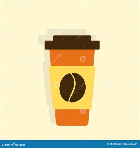 Simple Takeaway Paper Coffee Cup Icon With Coffee Beans Logo Isolated