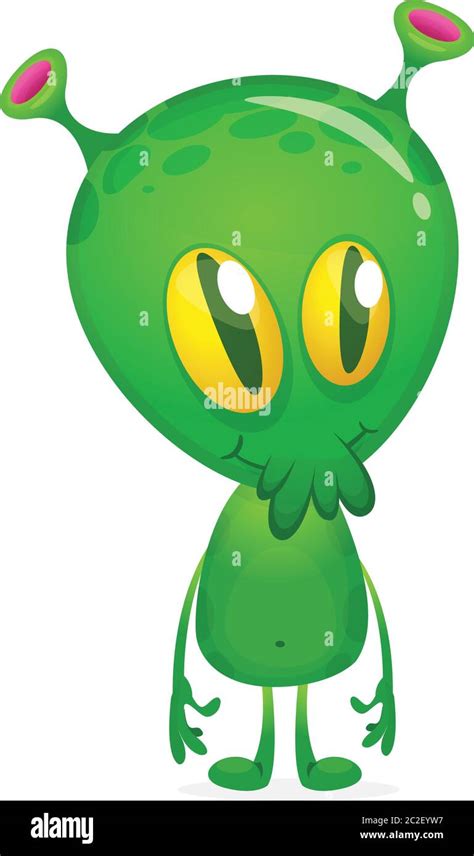 Green Alien Cartoon Vector Illustration Isolated Stock Vector Image