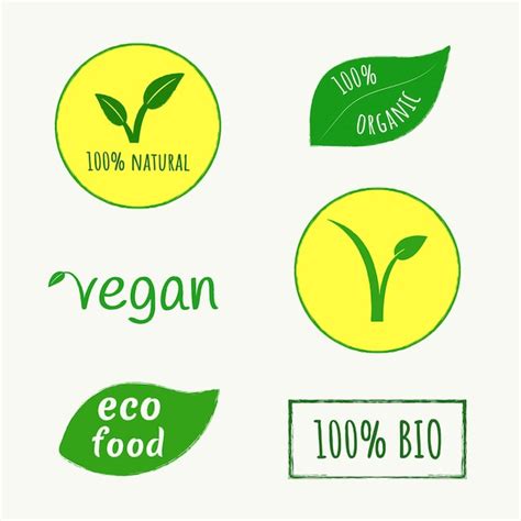 Premium Vector Set Of Vegan Organic Bio Eco Food Stickers