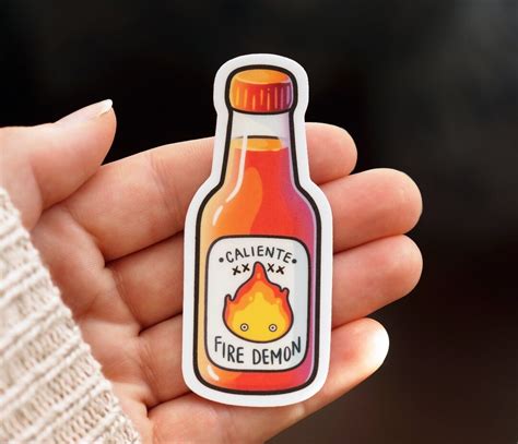 Fire Demon Hot Sauce Sticker Calcifer Inspired Studio Ghibli Food Howl S Moving Castle