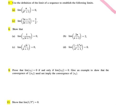 Solved 5 Use The Definition Of The Limit Of A Sequence To Chegg