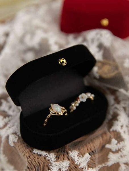 Black Velvet Ring Box Wedding Perfect