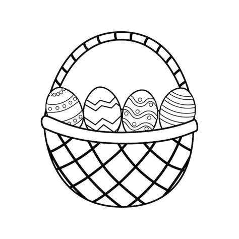 Cesta de pascua con huevos para colorear ilustración de la página