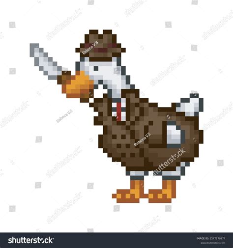 Psycho Goose Meme Pixel Art Stock Vector Royalty Free 2277179277