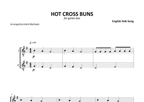 Hot Cross Buns arr André Machado by English Folk Song Sheet Music for Instrumental Duet at