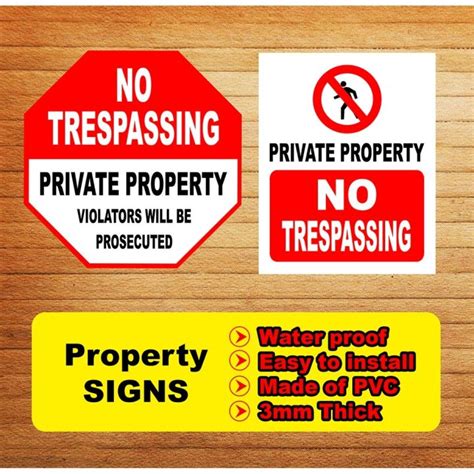 No Trespassing Private Property Signage Vinyl Sign Board Sticker Pvc