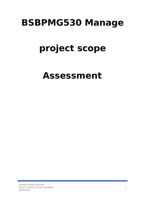 Bsbpmg Final Submission Bsbpmg Manage Project Scope Assessment